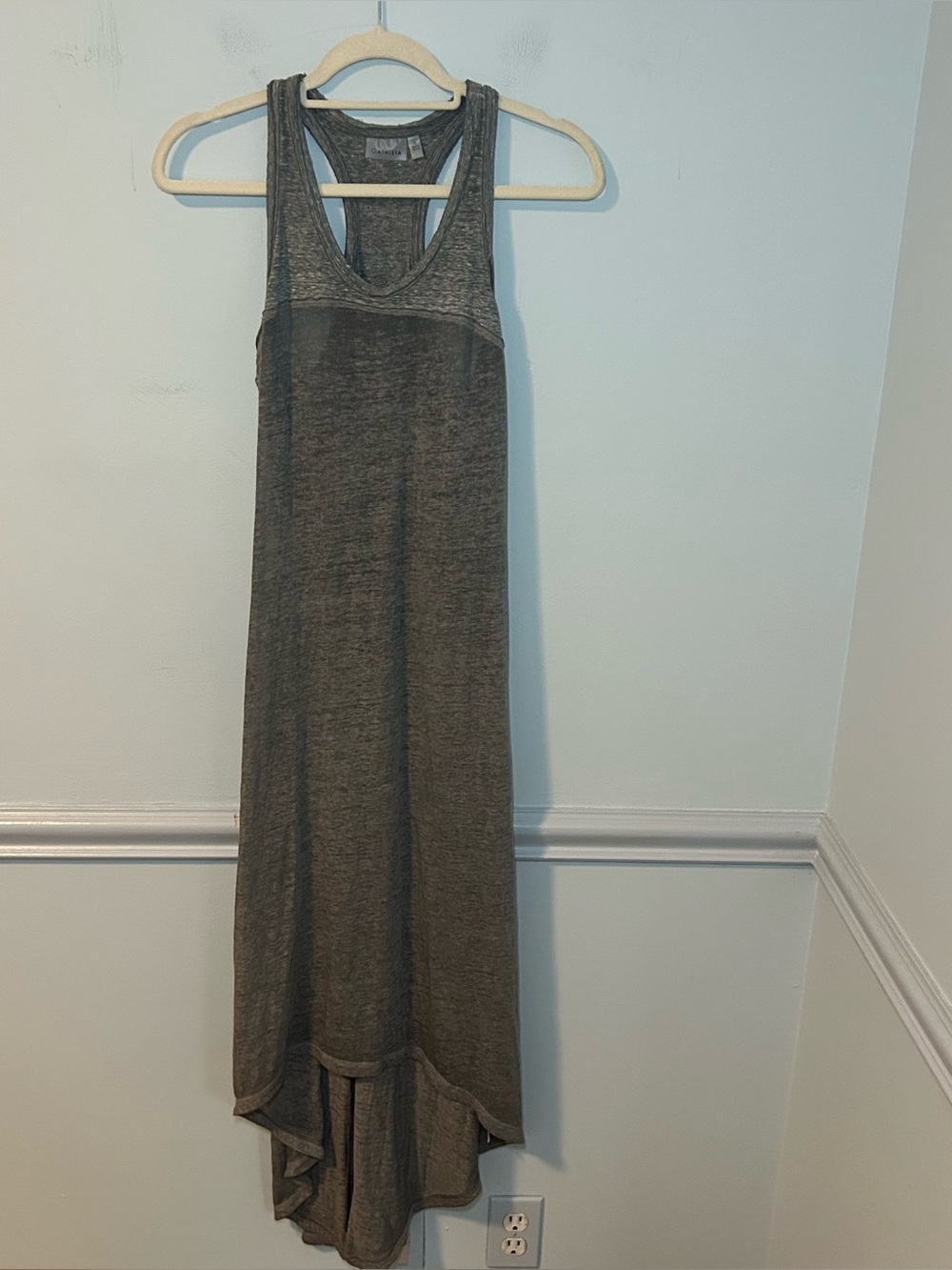 Athleta Medium Grey Heather Sleeveless High-Low Sunstone Dress Size Medium